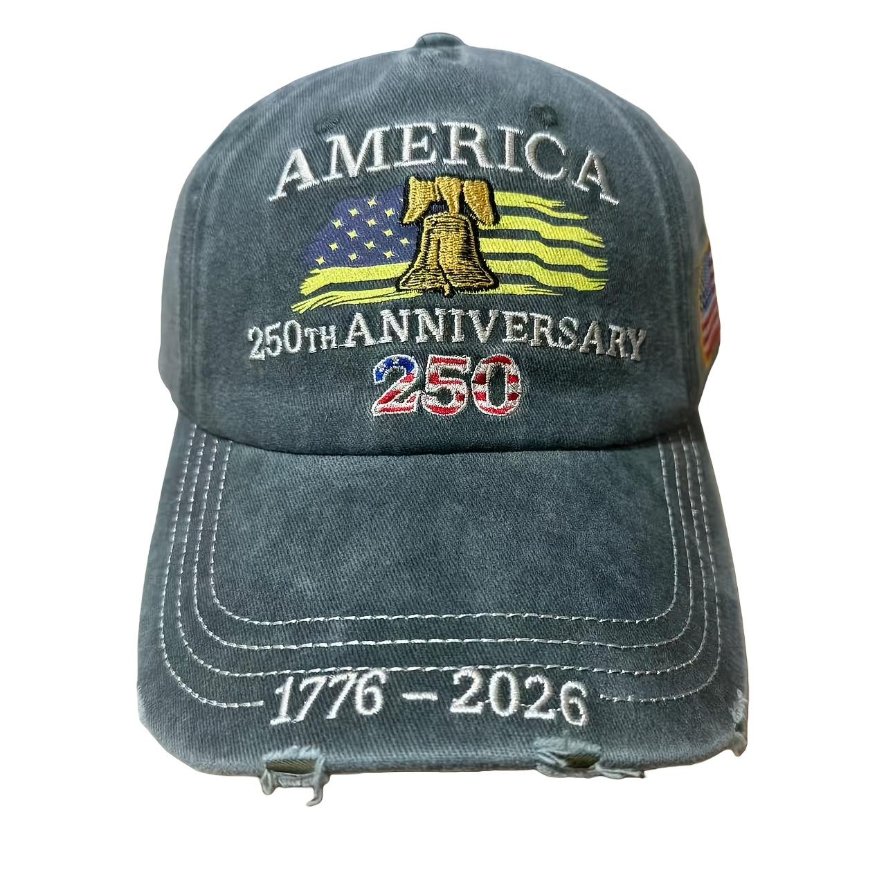 

250th Anniversary of USA Adjustable Baseball Cap with American Flag for Patriotic Celebrations Outdoor Sports світло-сірий колір