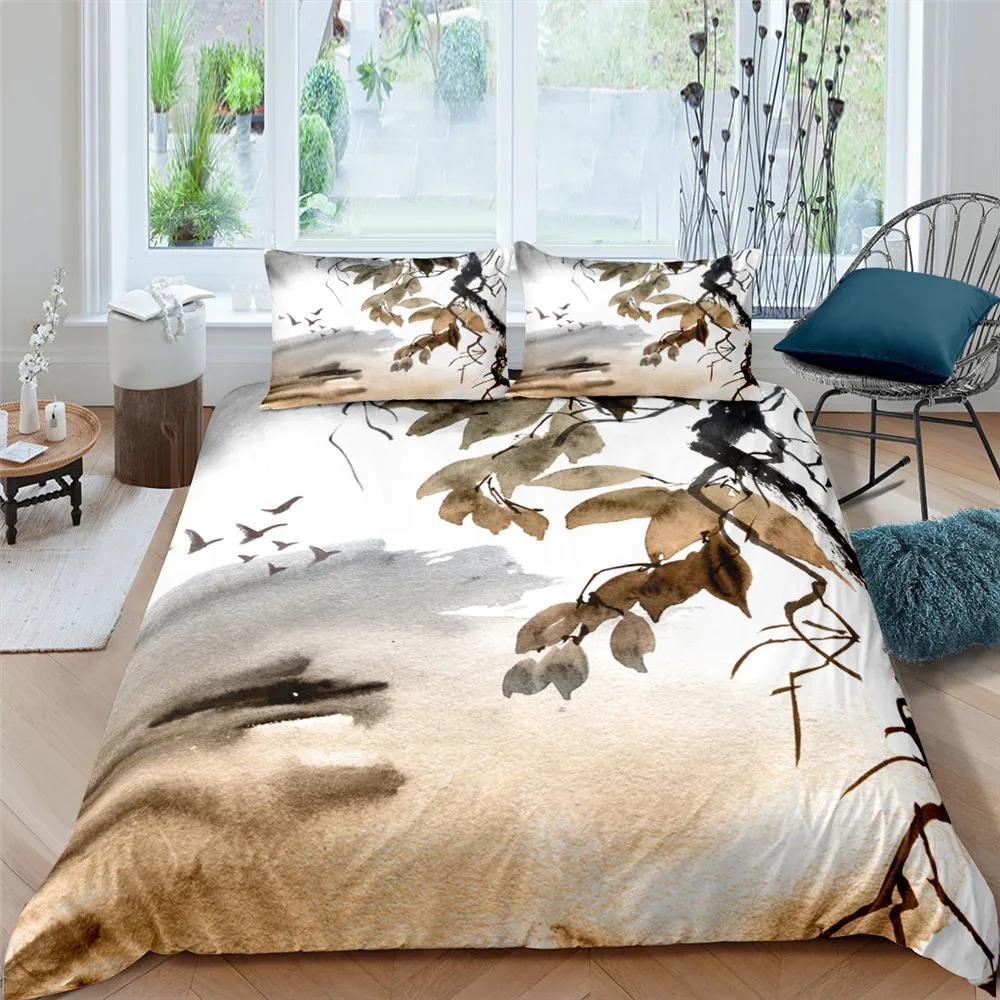 Flower Duvet Cover Cherry Blossoms Bedding Set With Pillowcase 2/3pcs Quilt Cover Home Textiles Floral Polyester Comforter Cover