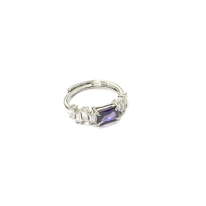 Elegant Purple Zirconia Gem Ring for Women - Retro Style Adjustable Opening