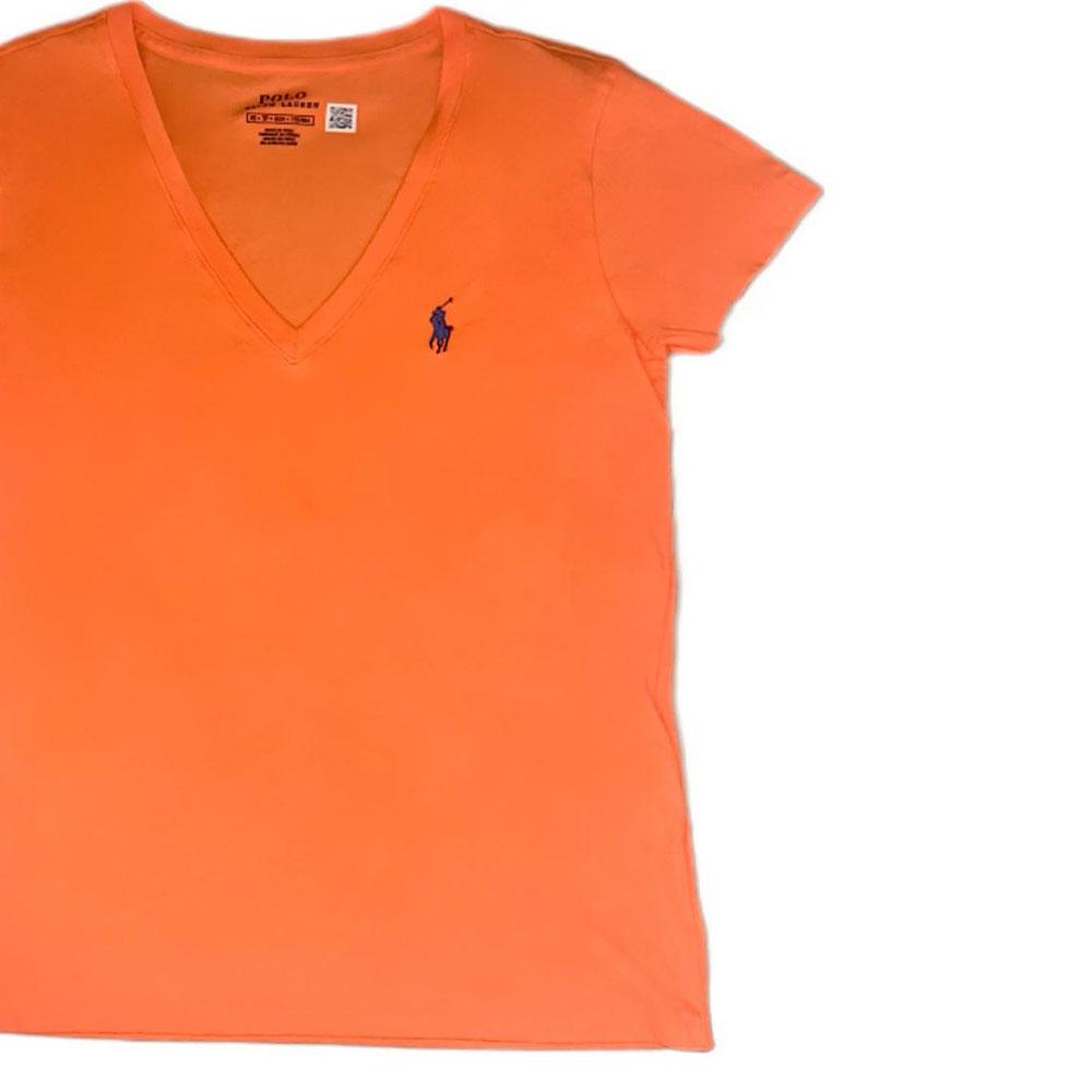 Polo Ralph Lauren Solid Logo Embroidered Pullover Short Sleeve T-Shirt Women T-Shirts Orange 211682523-084
