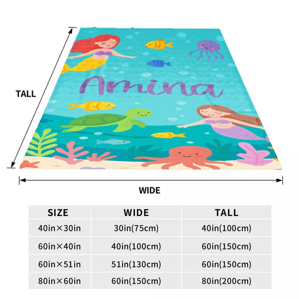 1PC Cartoon Blanket Custom Name Personalized Flannel Baby Blanket For Sofa Soft Birthday Gift Customized Blankets For Girls Boys