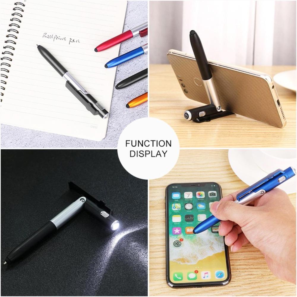 Night Reading Stationery Writing Pen Ballpoint Pen with LED Light Stylus Pen Cellphone Holder
