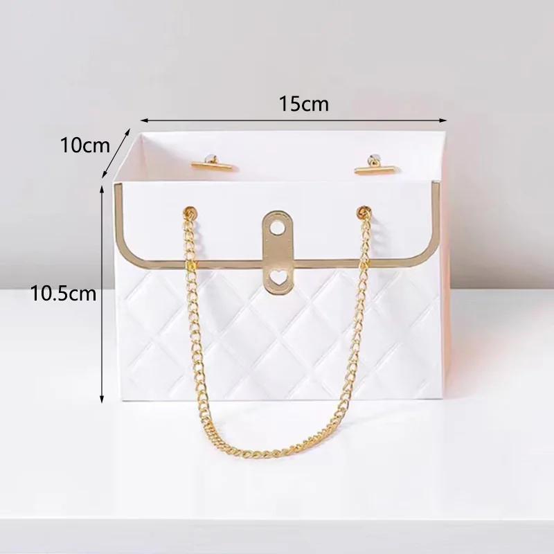 Paper Handy Gift Bag Flower Box Handy Gift Bag Basket Wedding Party Valentine's Day Gift Rose Flower Storage Packaging Birthday