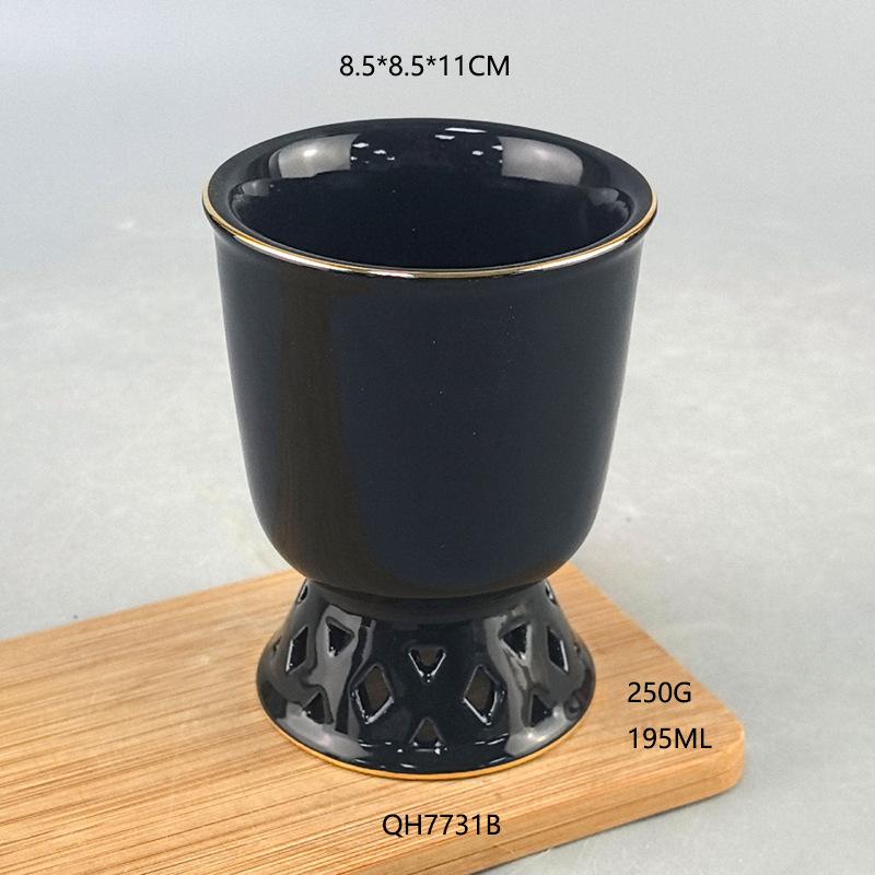 

European Style Tracing Phnom Penh Tall Ceramic Cup Hollow High Foot Single Cup Water Cup Tea Cup Niche Design Girls Cup 101-200ml