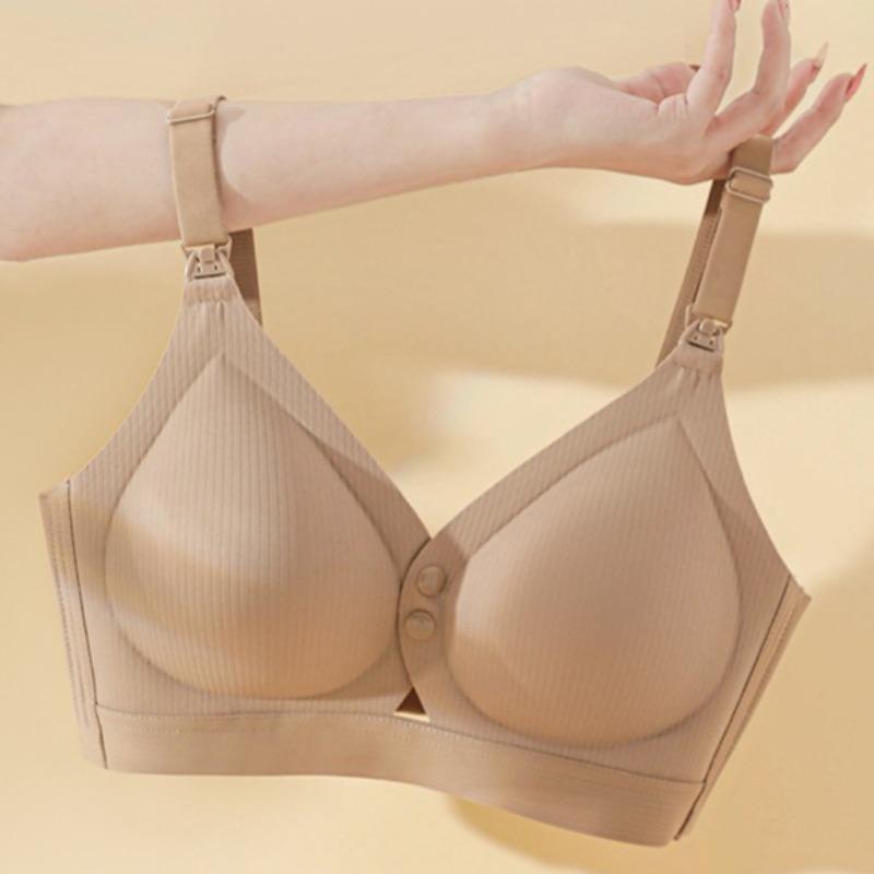 Seamless Maternity Bra with Double Front Clasp High Elasticity Push-up and Nursing Support