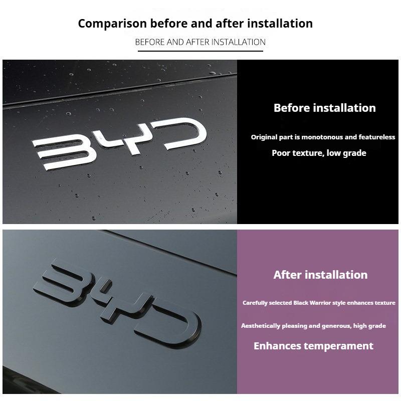For BYD Seal U Sealion 6 DM-i EV Song PLUS Car Black Front Badge Sticker Black Rear Emblem Black Warrior Car Modification Logo