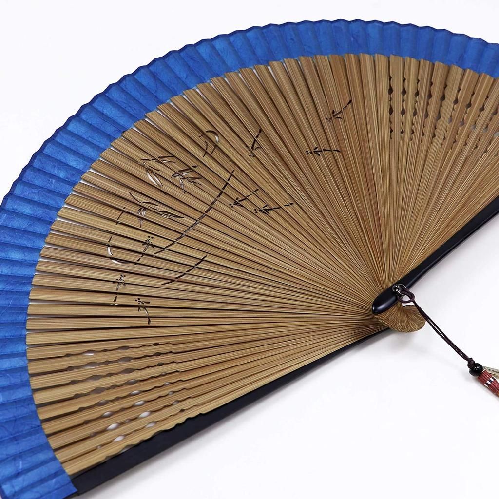 Stylish Business Fan Handkerchief Blue [Osaka Choseido] Men's Fan, Fan, Case, Included,