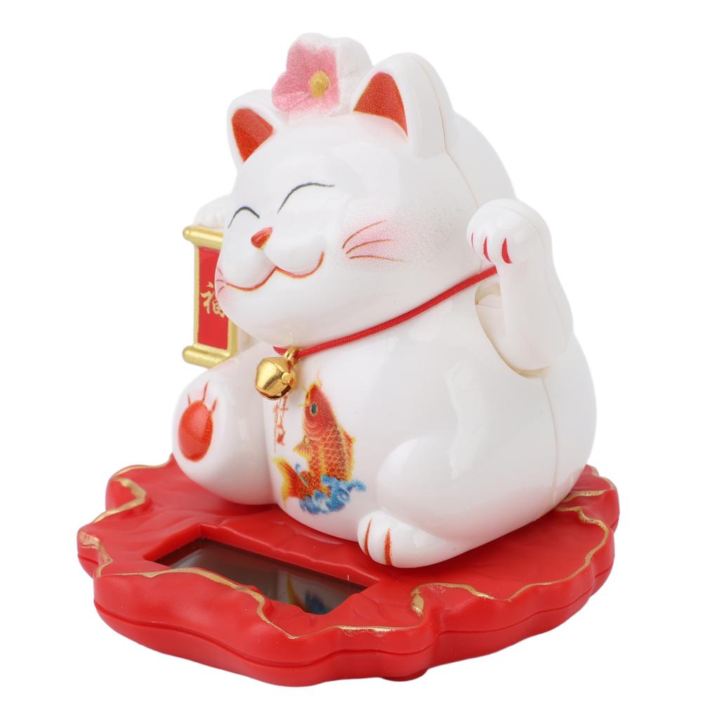 Solar Fortune Cat Vivid Lovely Chinese Cat Solar Powered Waving Arm Lucky Cat for Home Office and Ca