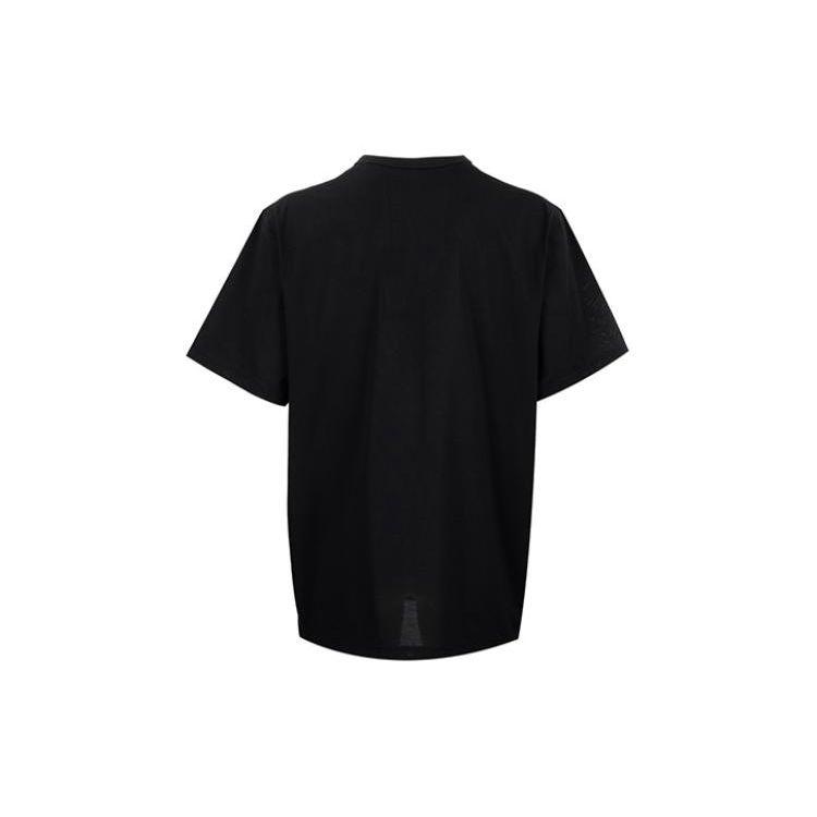 Y-3 Jednobarevné tričko s krátkým rukávem a kulatým výstřihem, unisex topy, černé IR7108