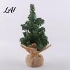 Rustic Christmas Decor Tabletop Mini Tree Artificial Miniature Pine Tree with Linen Base for Xmas Holiday Indoor Home Kitchen Desktop Decoration