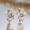 Cute Water Blue Red Zircon Hoop Earrings Female Luxury Crystal Rose Gold Color Wedding  For Women