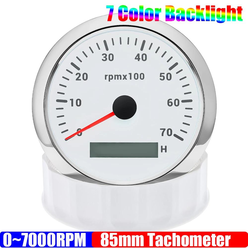 85MM Petrol Diesel Engine Tachometer Sensor RPM Gauge REV Counter 3000RPM with Digital Hourmeter 7 Color Light Optional 12V24V