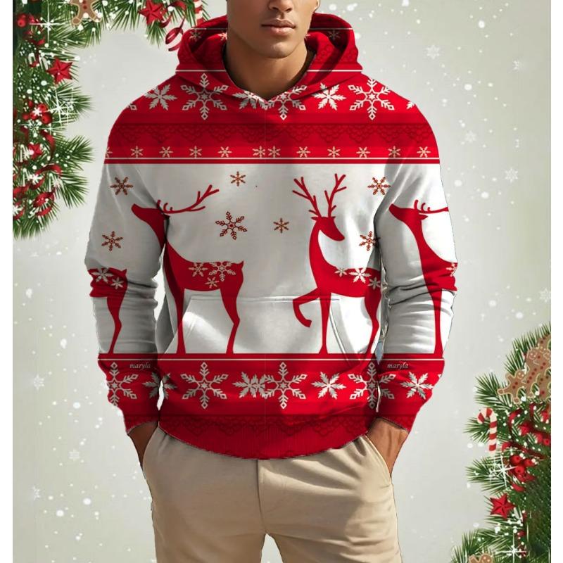 Men's 3D Print Christmas Graphic Hoodie Cute Santa Claus Pattern Loose Casual Comfortable Clothes Harajuku Style Kids Pullover
