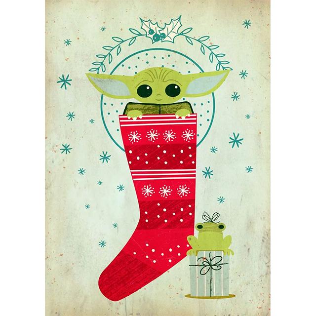 Disney Star Wars Christmas Cute Grogu Prints Poster Canvas Painting Modern Wall Art Pictures Living Room Bedroom Home Decoration