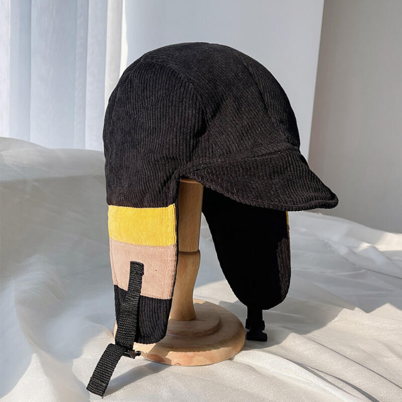 The Cap Corduroy Trooper Hat C1 Black C1 Black