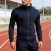 Men Zip-up Sweatshirt Mock Neck Long Sleeve Jacket Solid Color Full Zip Casual