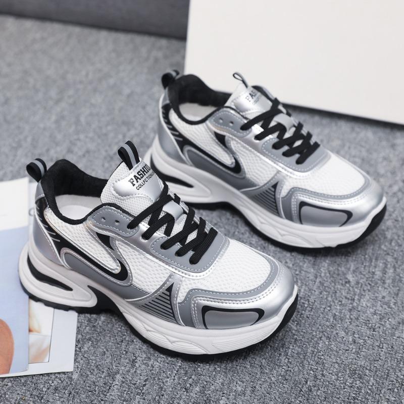 

Thick-soled heightening women s summer new spring and autumn mesh tide shoes spring and autumn breathable sports shoes women s shoes 40 серебряный