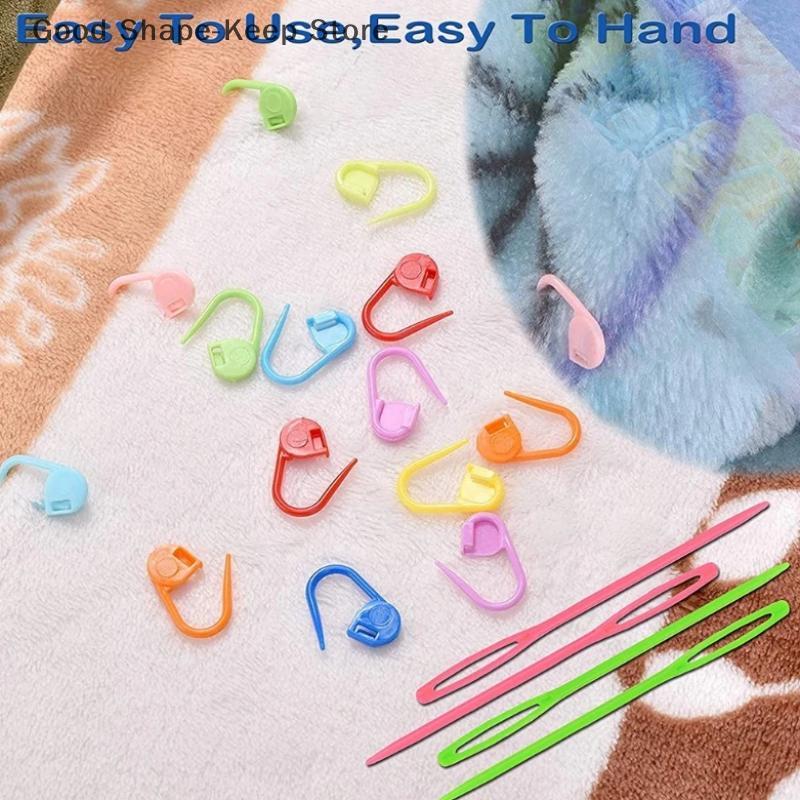 26/100Pcs Large Eye Blunt Yarn Needles Knitting Sewing Kit Plastic Weaving Crochet Locking Counter Stitch Markers Sewing Tools