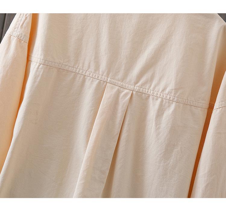 Women's Casual Korean Style Cotton Shirt Jacket - Loose, Slimming, Artistic, Lapel Design for Spring