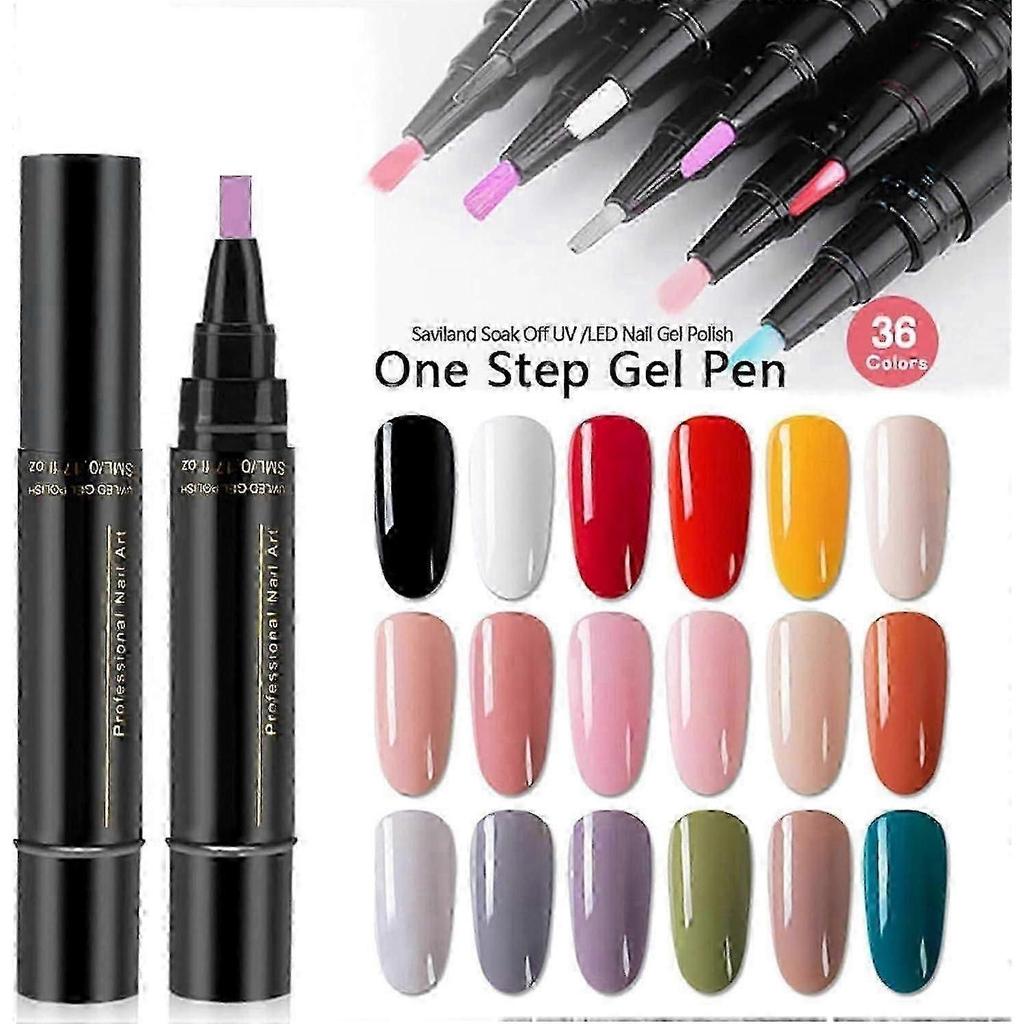 6 pz penna smalto per unghie, 36 colori penna gel smalto per unghie 5ml, penna smalto gel 3 in 1, smalto per unghie soak-off UV LED, strumenti per unghie per donne