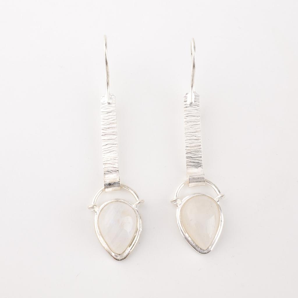 Rainbow Moonstone Gemstone 925 Sterling Silver Jewelry Handmade Earrings 2.3" EE-166-27