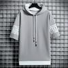 Sommer Herren Casual All-Match Kapuzenpullover Schnelltrocknendes Laufsport Herren Bedrucktes Kurzarmoberteil