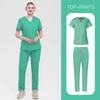 Large Size Men'S And Women'S Straight-Leg Pants Experimental Suit Solid Color V-Neck Short-Sleeved Fashionable And Simple Surgical Suit