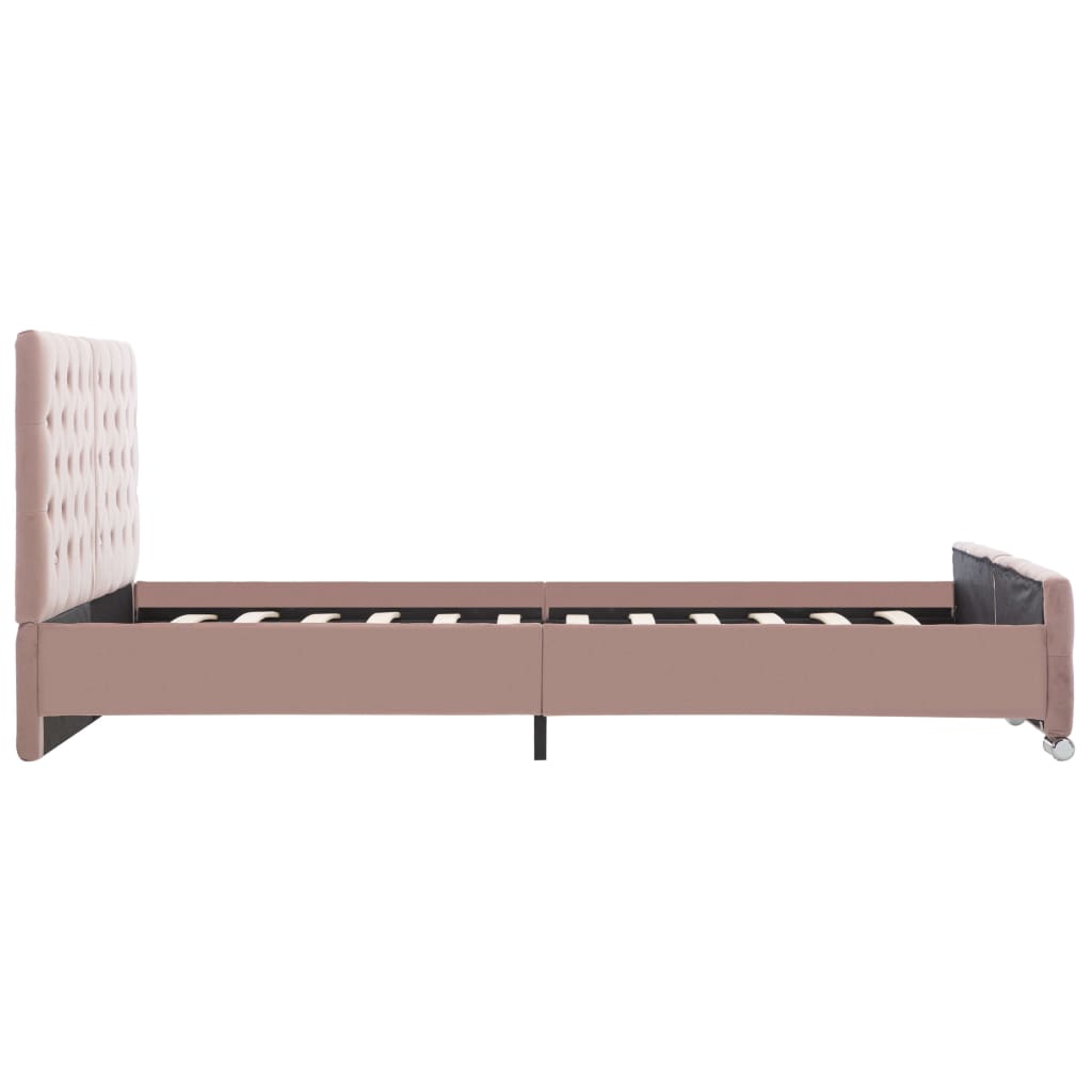 Pink Velvet Bed Frame 140 x 200 cm