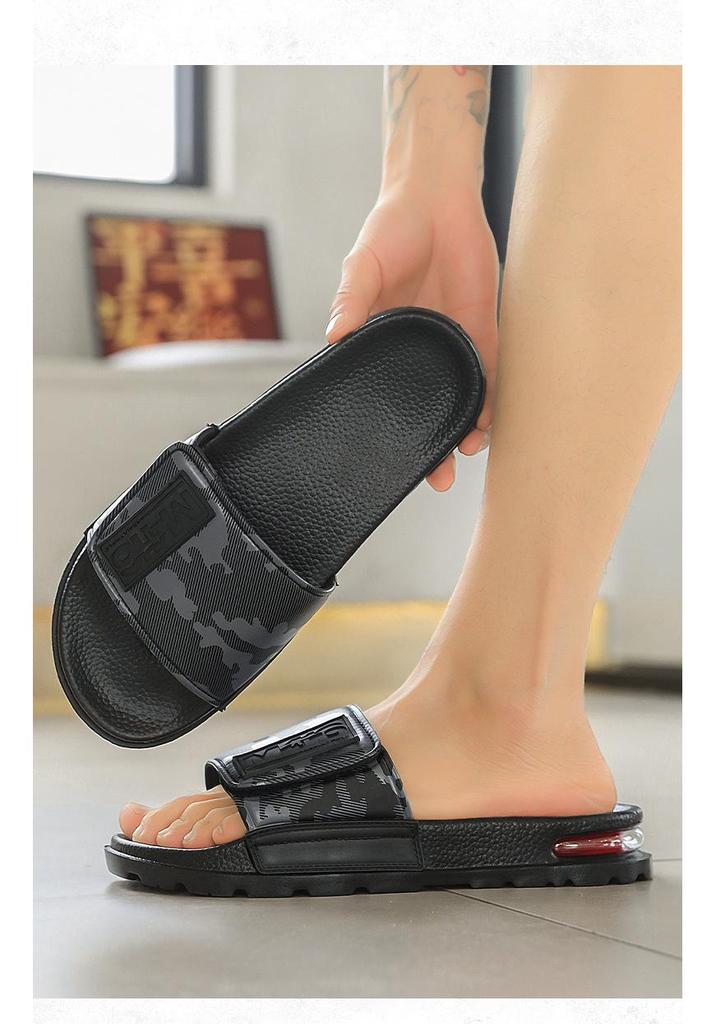 Men's Adjustable Velcro Flip-Flops - Thick Sole, Squishy, Non-Slip, Odor-Resistant for Outdoor Summer Wear