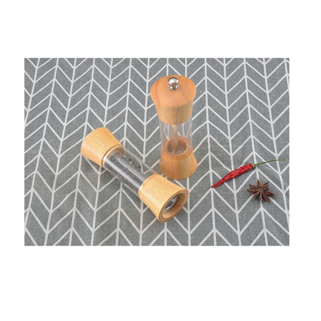 Set of 2 Manual Wooden Spice Mills for Salt and Pepper, Includes Wooden Tray, Coaster, and Gift Box (MSL0726)