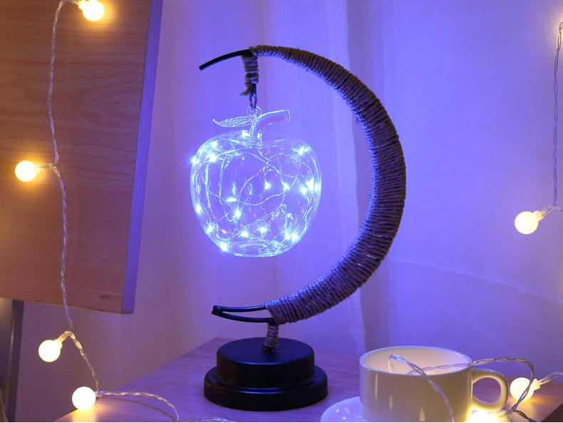 LED Star and Moon Vine Ball Desk Lamp with Hemp Rope and Iron Art - USB Decorative Night Light