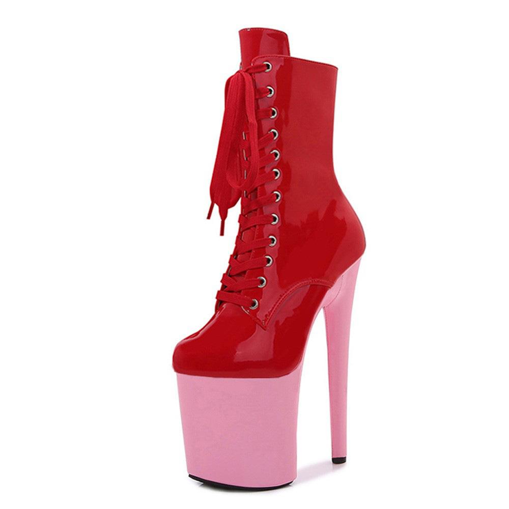 Shoes Women's Patent Leather Short Boots - 20cm Ultra High Heel with Platform, for Pole Dance, Runway, Nightclub - 26 Color Choose