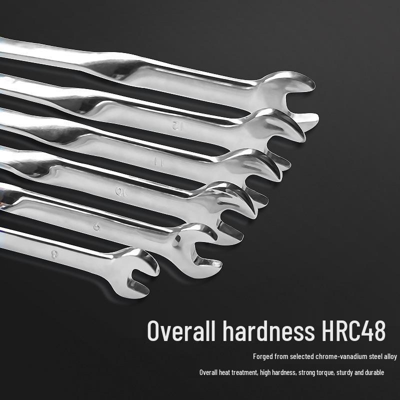 X Pattern Quick Ratchet Wrench: Labor-Saving, Angled Handle, Double-Head Design with Flower Head and Open-End Features