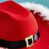 Feather Brim Cowboy Christmas Hat with Feather Brim Christmas Felt Adult Hat