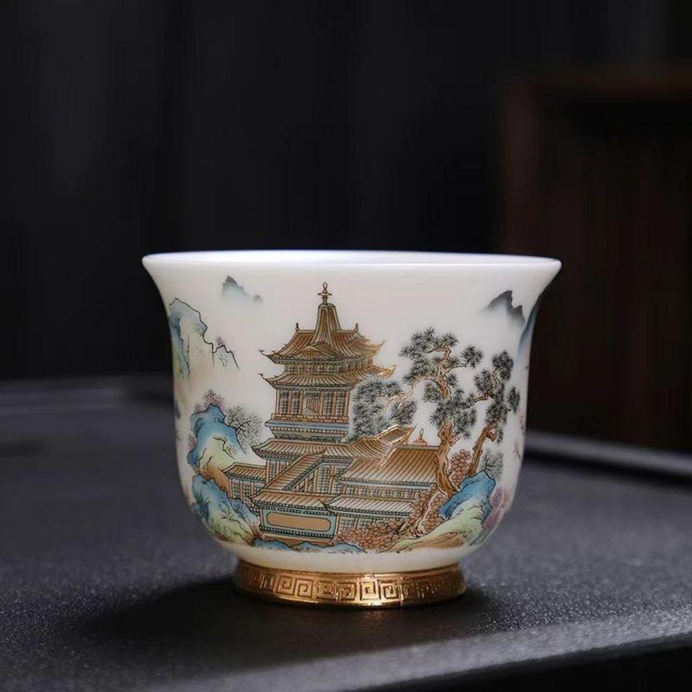China Ceramică Glazură Neobișnuită Porțelan Jingdezhen Ceașcă Glazură Estetică Pentru Kung Fu Puer Oolong Tieguanyin Ceremonie Ceai cu Flori