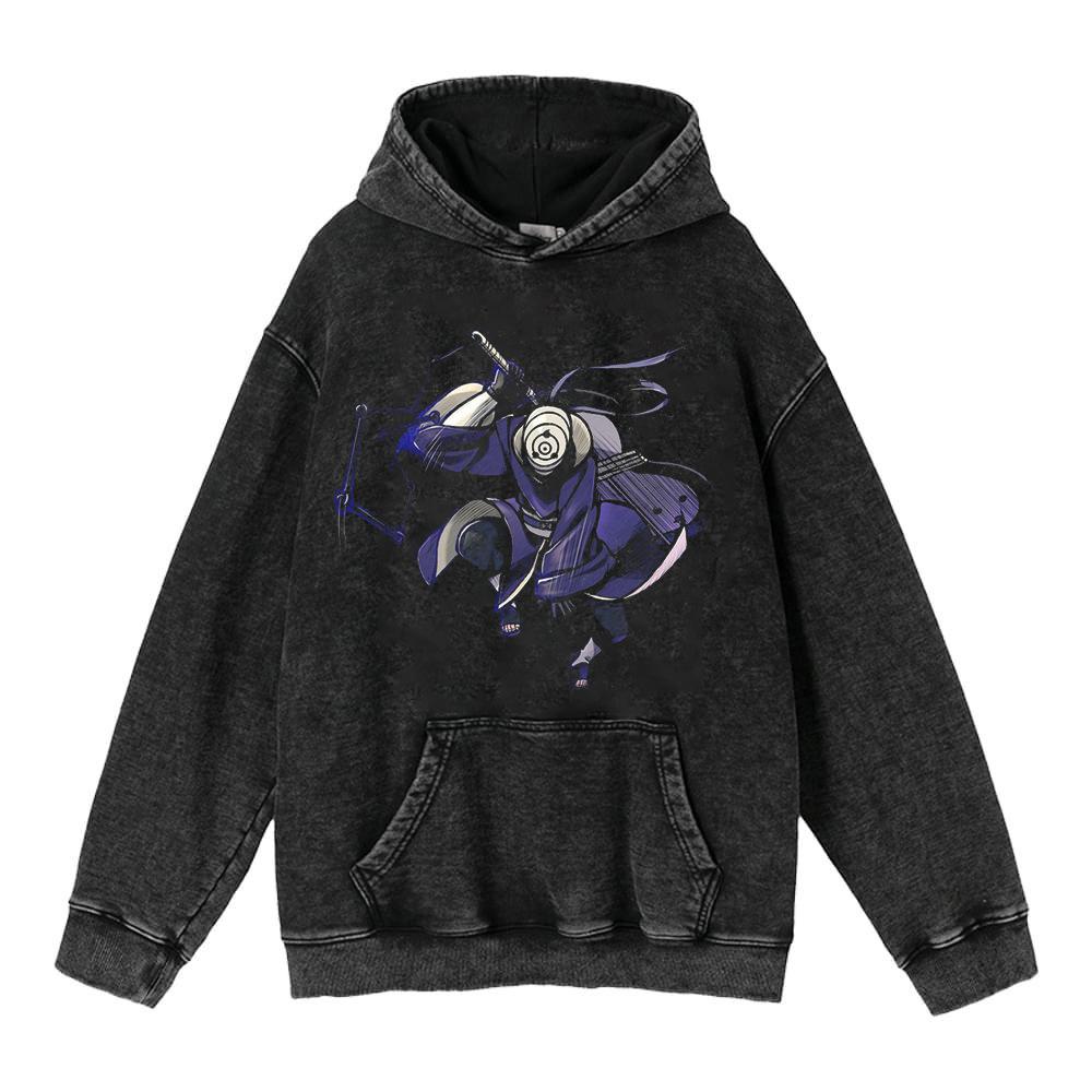 Cotone Pesante Lavato Retrò, Maglione Retrò Streetwear Anime con Cappuccio 440G