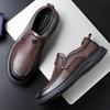 Wenzhou large size leather shoes men's genuine leather one-pedal loafers business leisure middle-aged and elderly father shoes wear-resistant and non