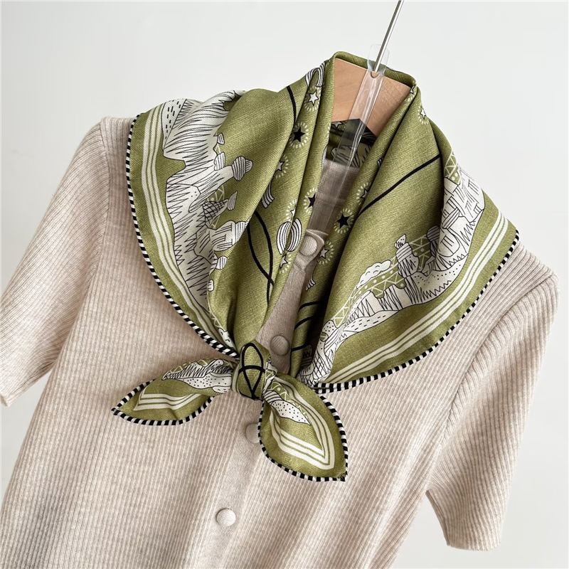 Fashion 70% Wool 30% Real Silk Scarf For Women Shawls Wraps Foulard Scarves Square Pashmina Female Hijab Bandana Kerchief 62Cm