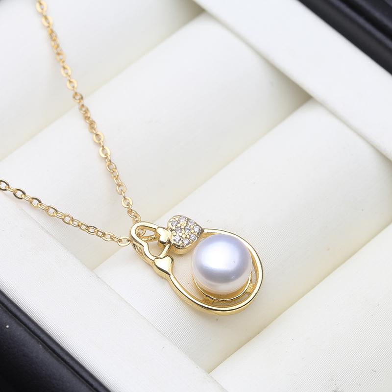 Real Original Freshwater Pearl Necklaces For Woman,Vintage Gold Plated Pearl Pendant Wife Mother Daughter Birthday Gift White