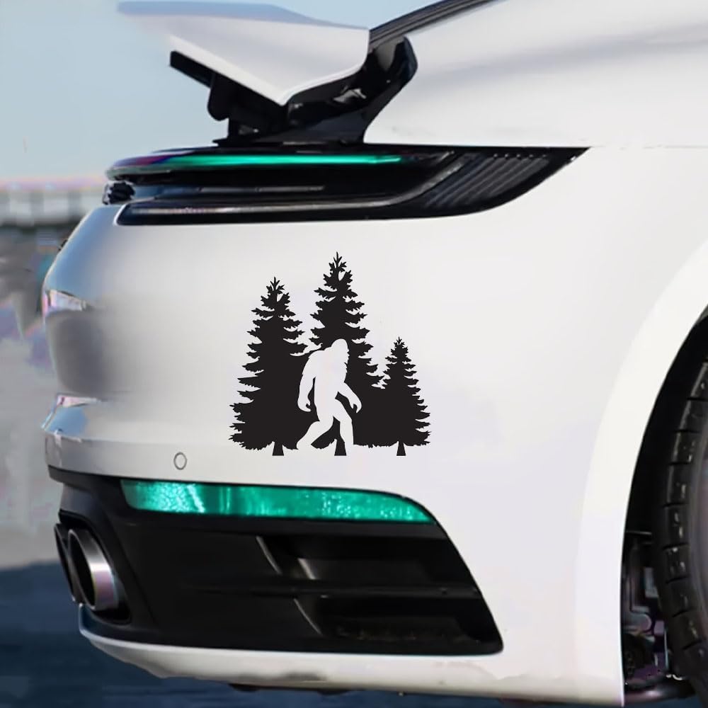 2 PCS Bigfoot Forest Scene Waterproof Vinyl DecaI Black Silhouette Stickers for Car Wall Laptop Removable Decorative Decals A-159