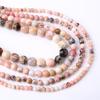 Pink Zebra Jasper Natural Stone Round Beads 15"Strand Smooth Loose Spacer Beads 4/6/8/10/12mm for Jewelry Making DIY Bracelets Charms Accessories