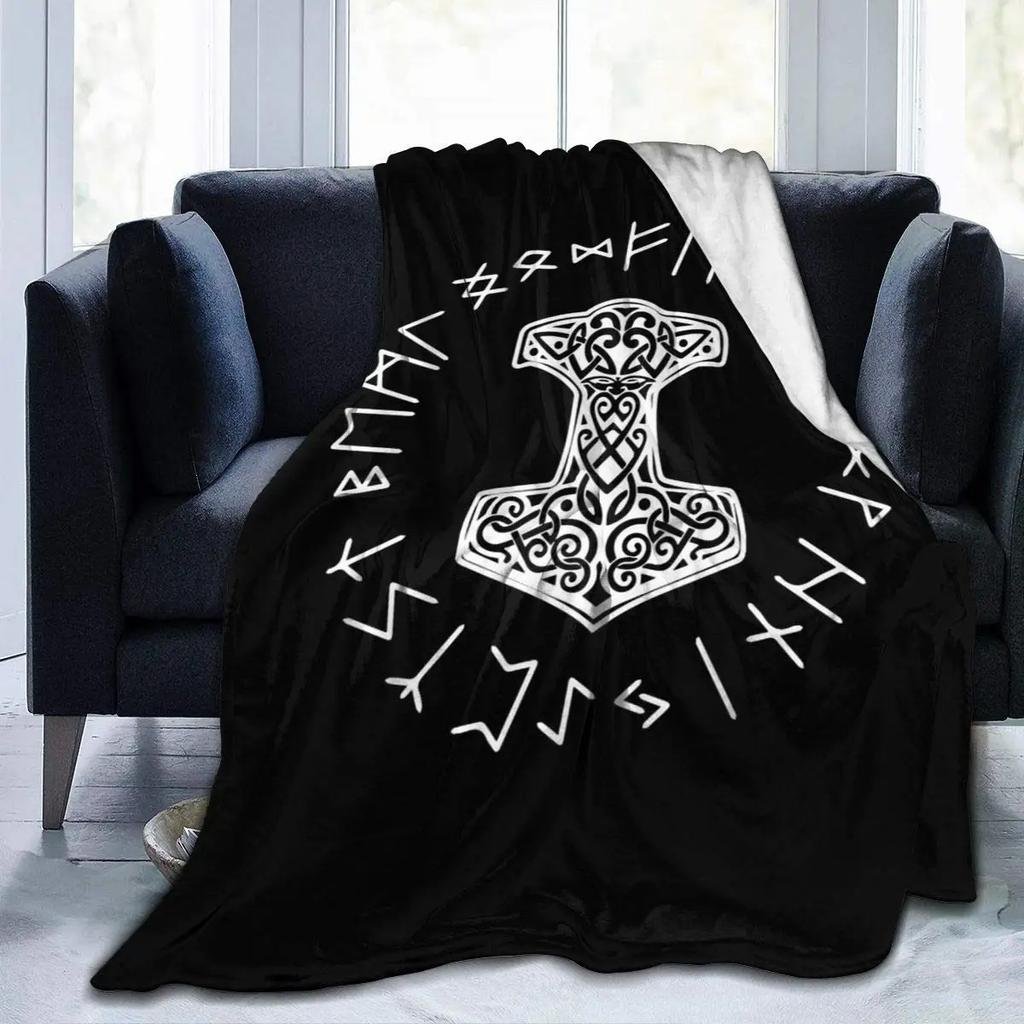 Norse Mythology Viking Blanket Odin Rune Nordic Decorative Flannel Blanket