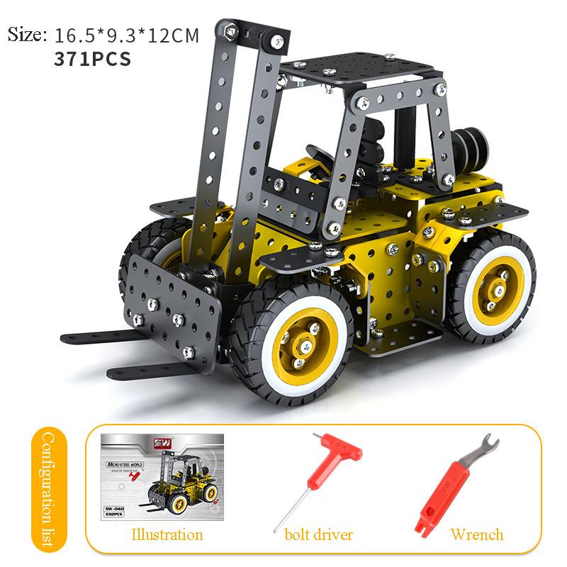 DIY Metal Assembly Engineering Car Alloy Screw Nut Assembly Building Block Forklift Motorcycle Model Children Toy Adult Gifts