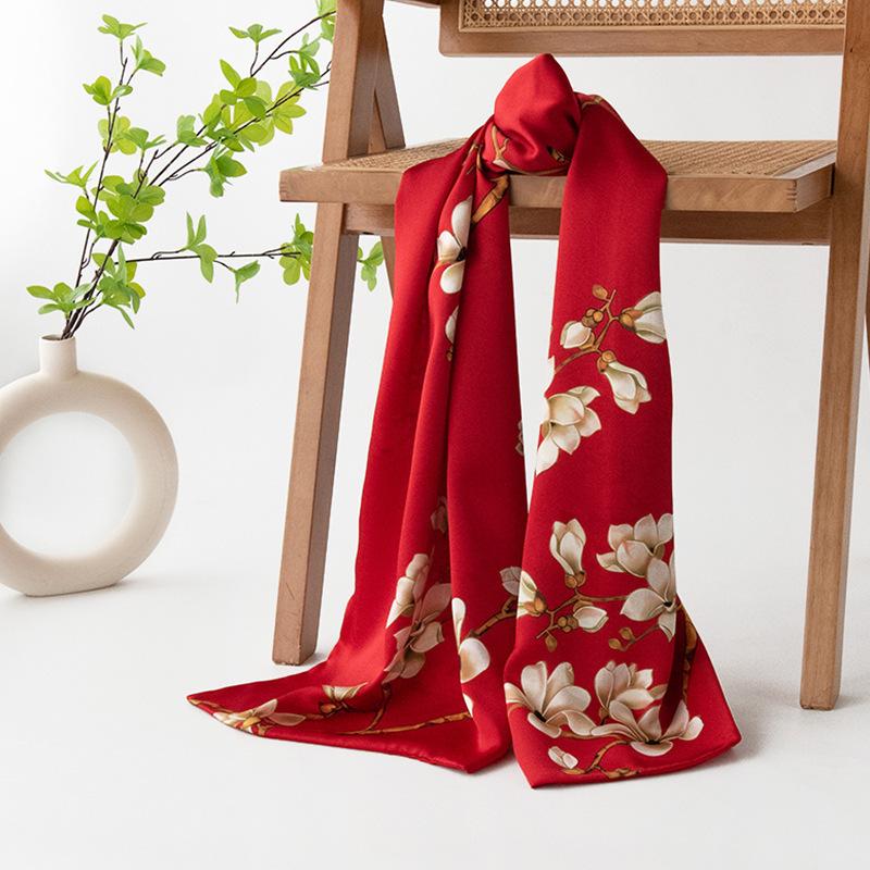 

Подарите пожилым людям шарфы из 100% шелка тутового шелкопряда, длинные полосы, высококачественные шарфы, шали, платки, подарочные коробки для женщин. 52 * 175Cm (with gift box)