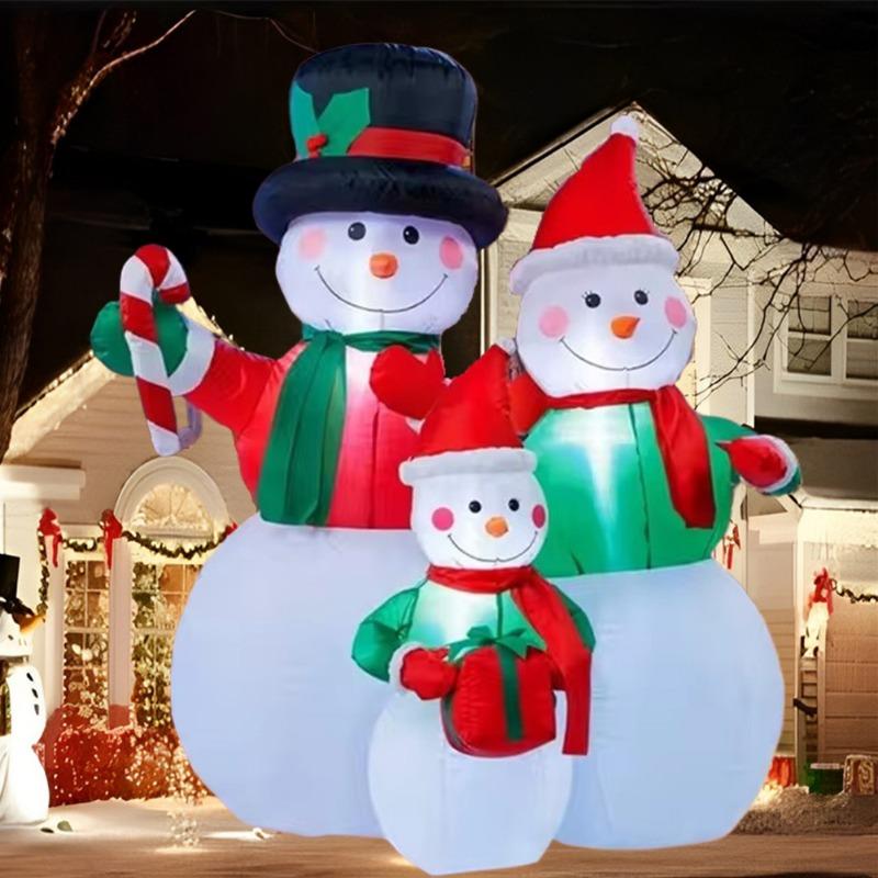 Inflatable Toy Family Snowman Christmas Inflatable Model Luminous Inflatable Model Christmas Atmosphere Decoration Model