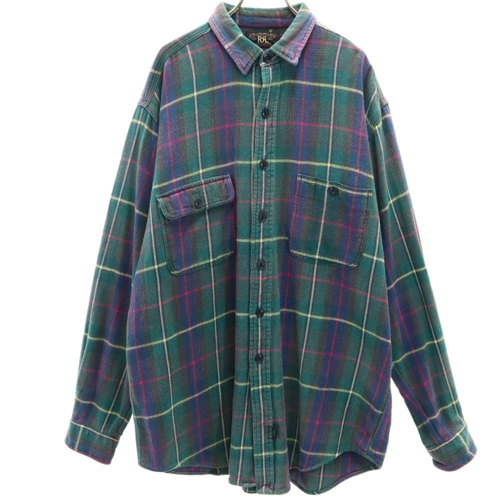

RRL 90s Initial tag Red 3 stars Old Check Pattern Long sleeve Flannel shirt Men s Used
