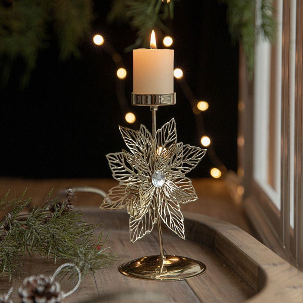 Decorative Snowflake Tree Candle Holder Elk Christmas Candlestick Candle Stand Centerpiece Decor