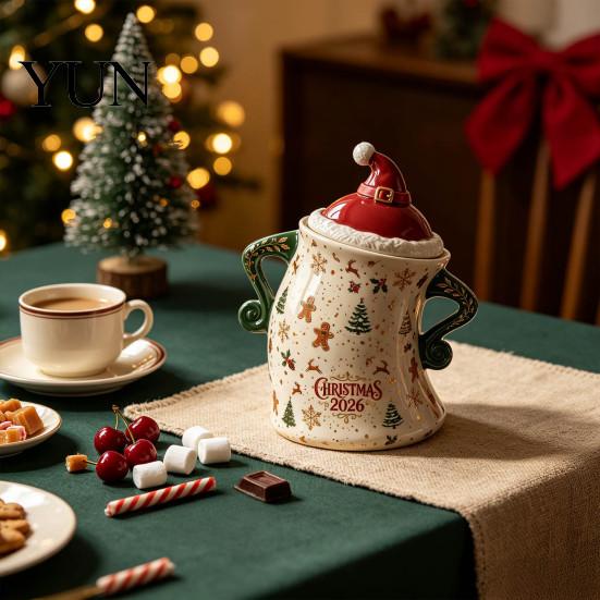 Ceramic Storage Jar Christmas Themed with Airtight Lid, Decorative Gingerbread Man Home Decor Cookie Canister, Large Capacity Snack Container