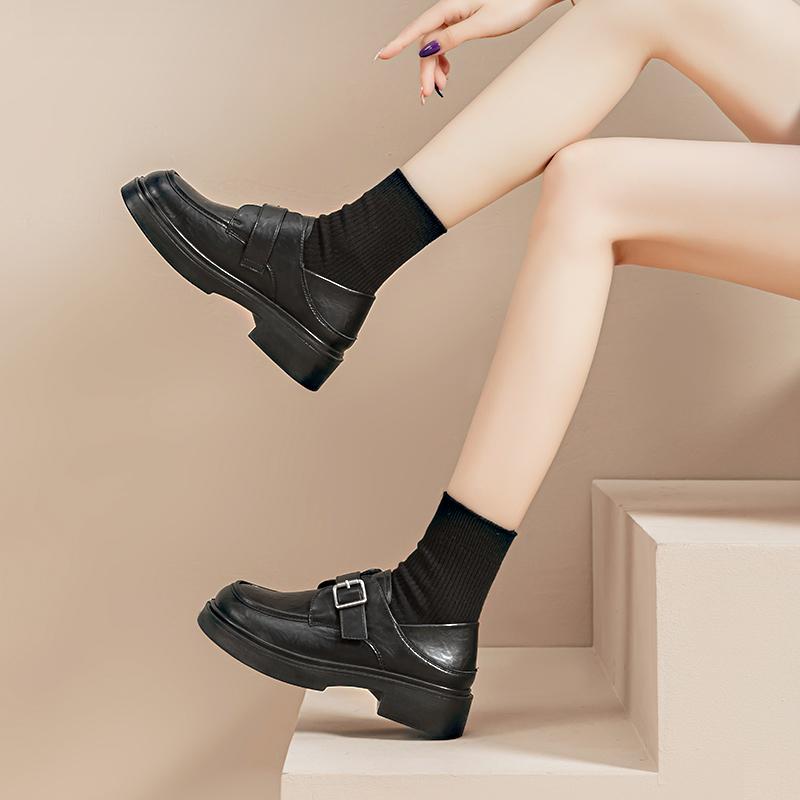 Warrior Versatile Commuter College Style JK Flats Student Casual Two-Way Loafers Kids Flats Black WXP(WZ)-3073