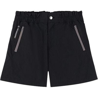 Li Ning Comfortable Simple Letter Mid Waist Sports Outdoor Zipper Five Point Casual Shorts Women Shorts Black AKSV244-5